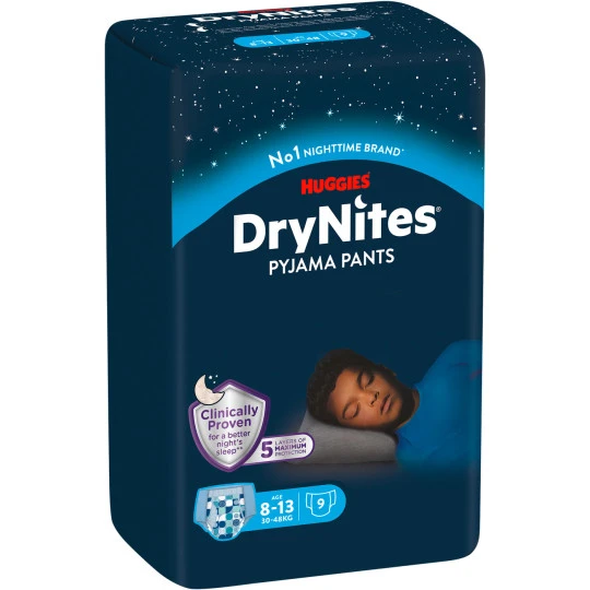 Huggies DryNites Pyjama Pants Boy 8-13 Jahre 30-48KG 9ST 1 Huggies DryNites Pyjama Pants Boy 8-13 Jahre 30-48KG 9ST